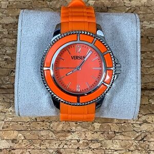 Versus Versace Orange Silicone Sport Watch Swiss Quartz 50m WR